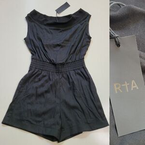 NEW RtA ITALIAN FABRIC BLACK SCOOP SLEEVELESS STRETCH WAIST ROMPER S SMALL NWT